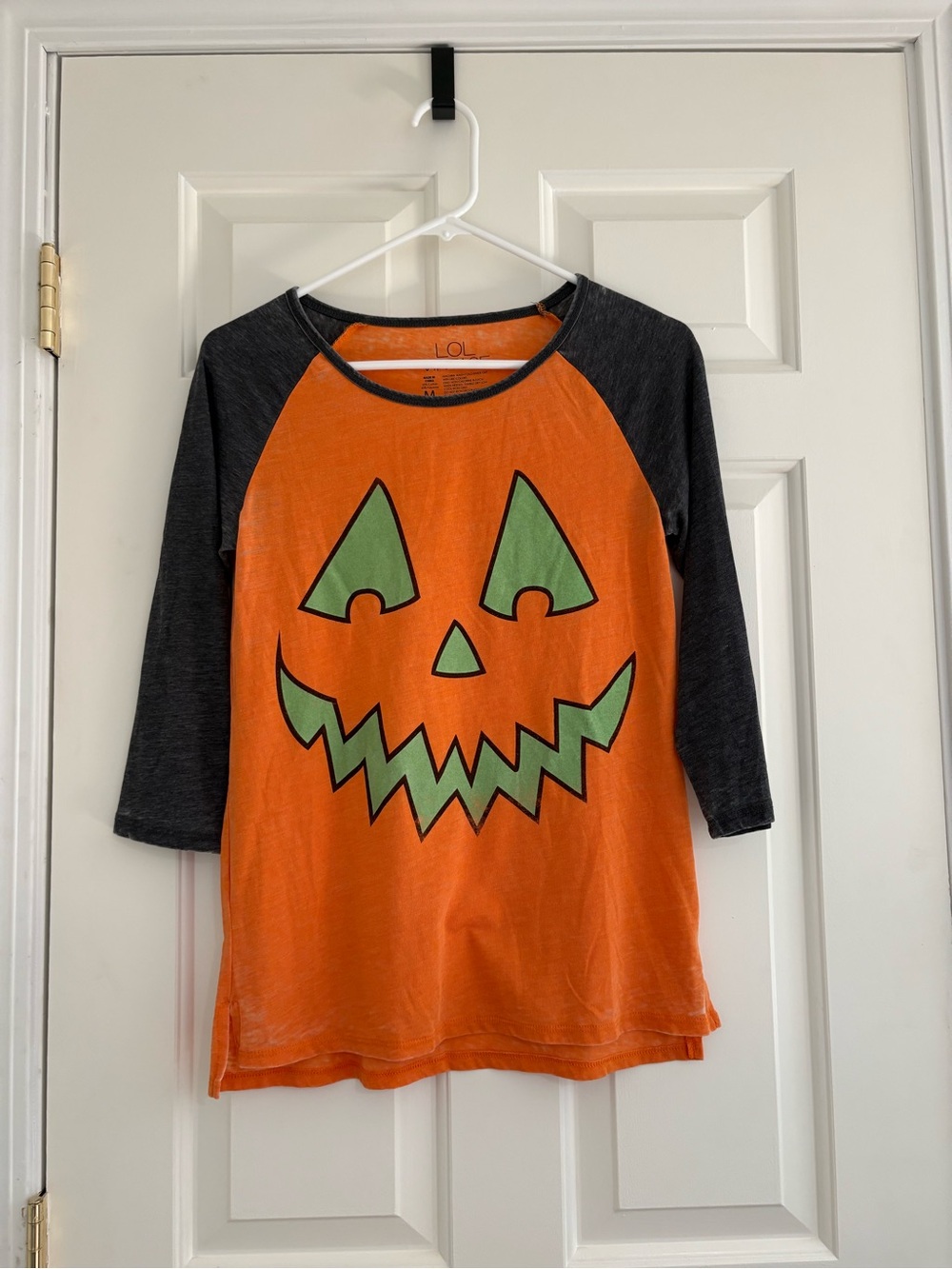 L.O.L. Vintage Orange and Black Pumpkin Raglan Tee